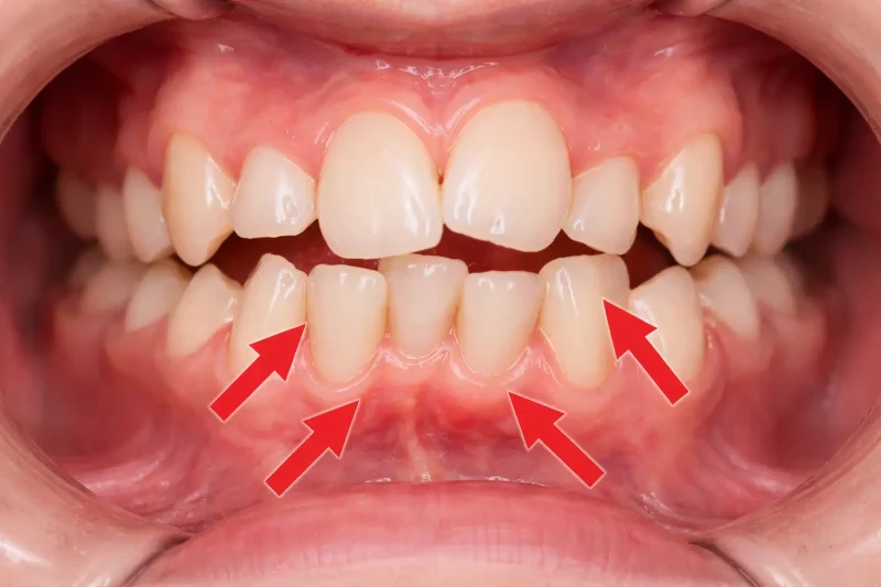 Crooked teeth with crowded alignment