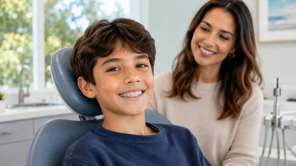 Smiling boy in modern dental clinic