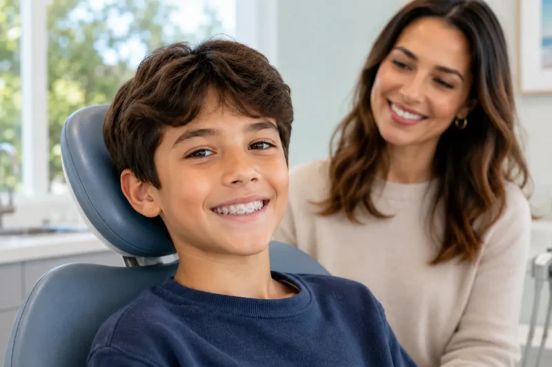 Smiling boy in modern dental clinic