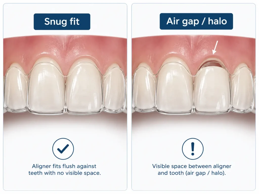 Aligner fit comparison snug vs. gap