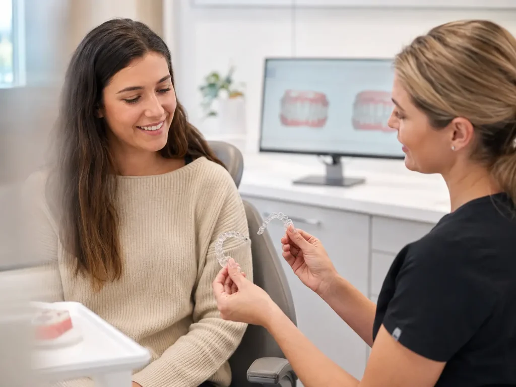 Dental consultation with clear aligners