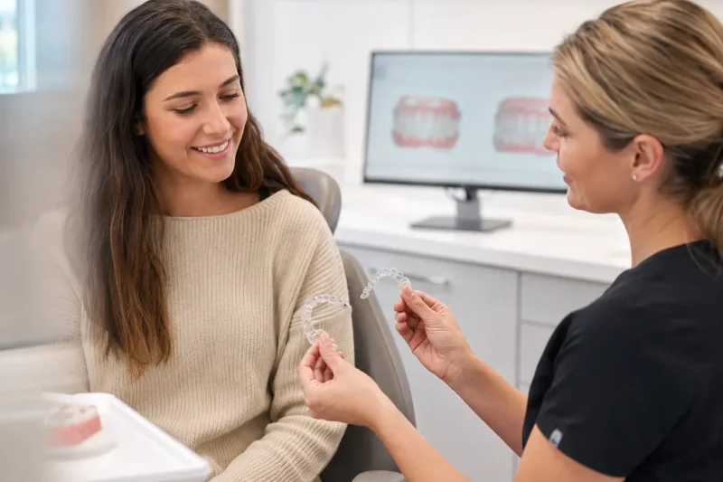 Dental consultation with clear aligners