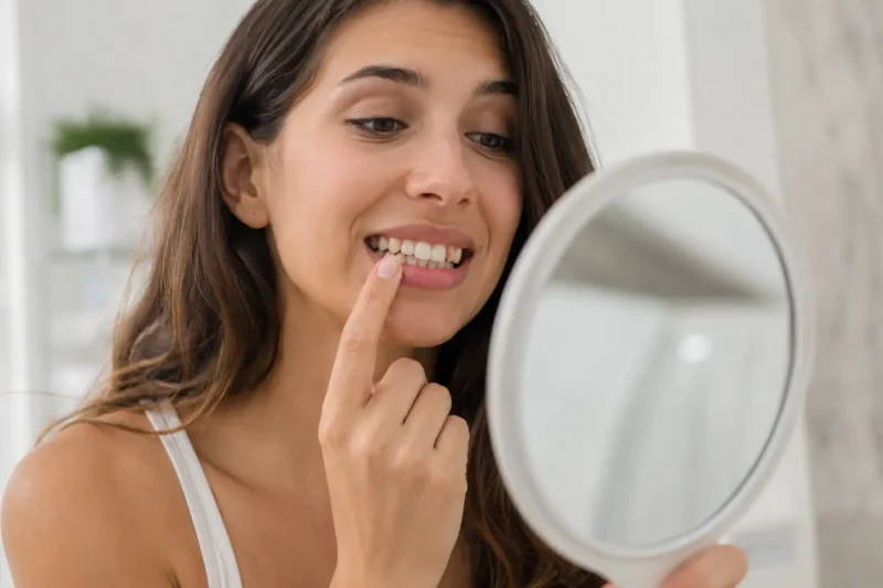 Personal dental check in soft light